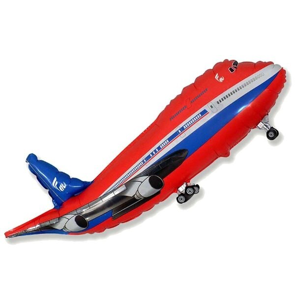 RED Air Plane Airplane Jet Adventure Bon Voyage 40in. Party Favor Mylar Balloon